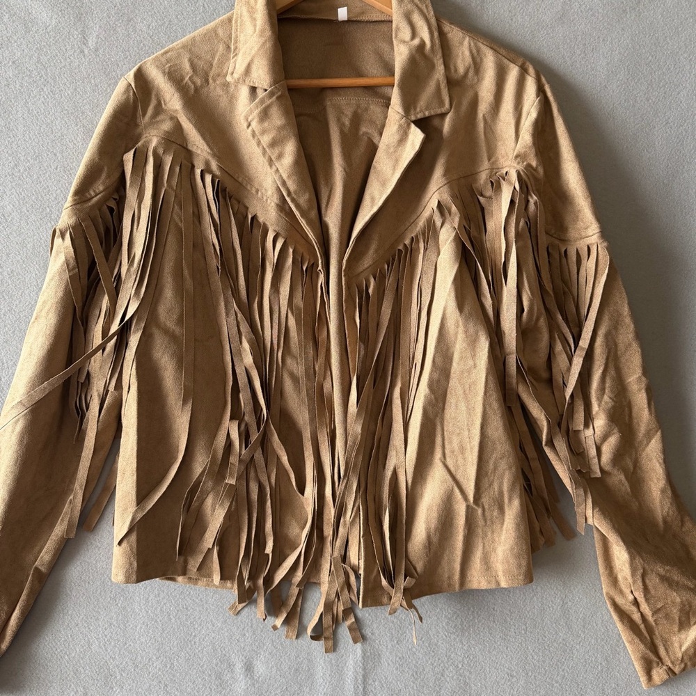 Women's Long Sleeve Western Style Faux Suede Fringe Jacket Size XL #260732 - Picture 4 of 7